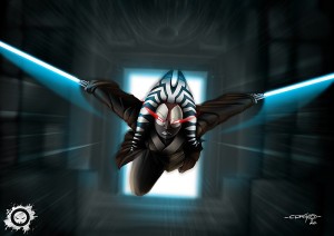 Shaak-ti in attack- jedi - star wars - fan art - illustrator - illustration - photoshop paint